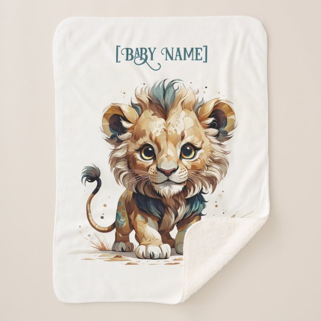 Little Lion Personalisiert Sherpadecke (Vorderseite)
