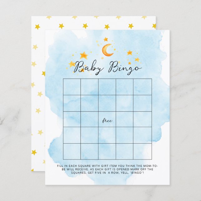 Little Lion sein Boy Watercolor Blue Baby Bingo (Vorne/Hinten)
