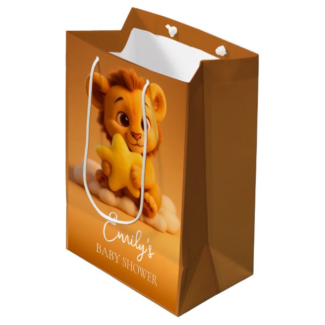 Little Lion & Star - Baby Shower Gift Bag Mittlere Geschenktüte (Vorderseite Schrägansicht)