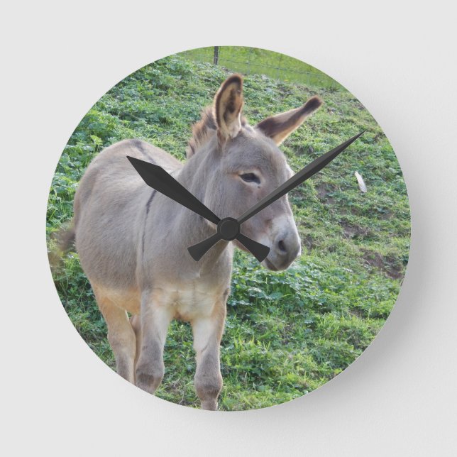 Little Lonely Donkey Clock Runde Wanduhr (Vorderseite)