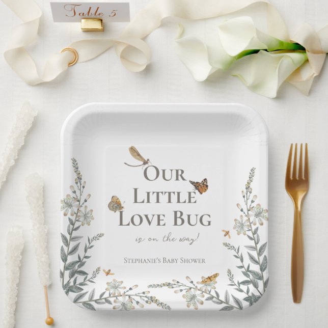 Little Love Bug Baby Shower Gender Neutral Pappteller (Hochzeit)