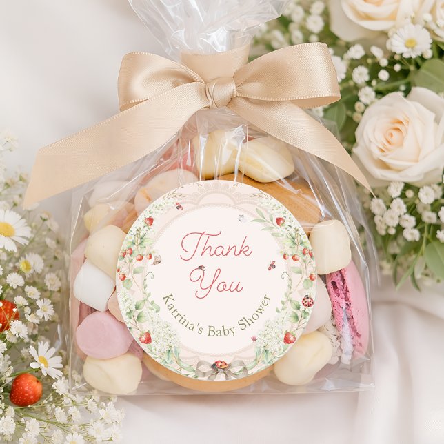 Little Love Bug Baby Shower Thank You Runder Aufkleber (Von Creator hochgeladen)