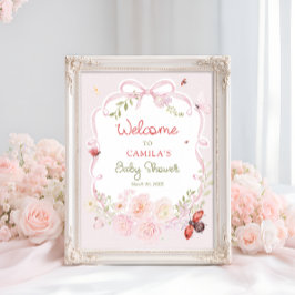 Little Love Bug Bloom Baby Shower Welcome Poster