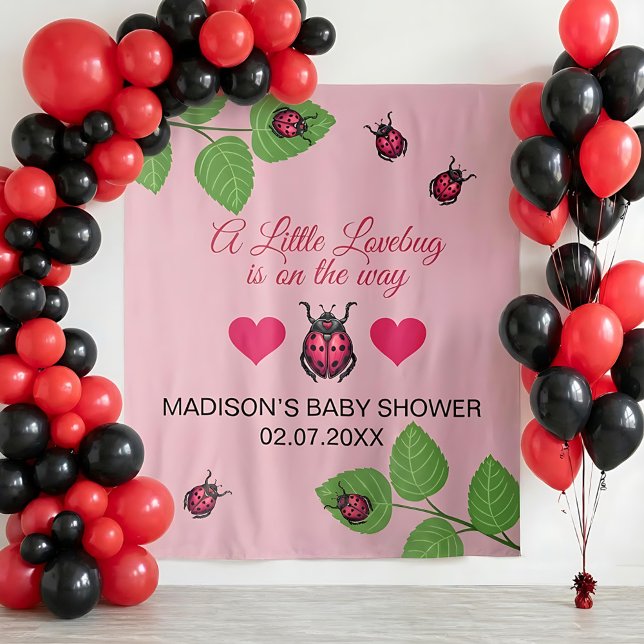 Little Love Bug Is On The Way Ladybug Baby Shower Wandteppich (Von Creator hochgeladen)