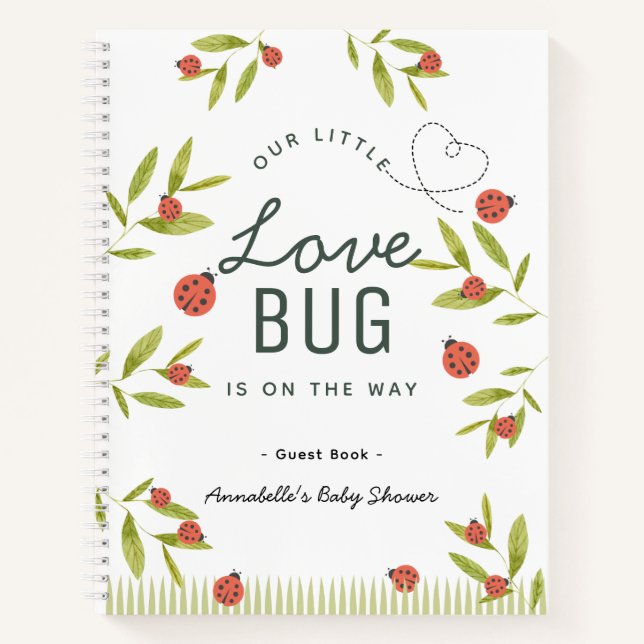 Little Love Bug Ladybug Baby Shower Guest Book Notizbuch (Vorderseite)