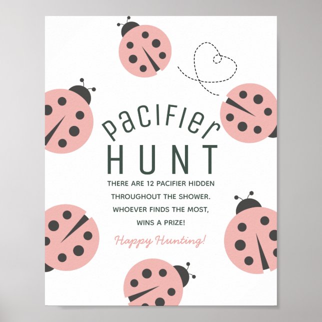 Little Love Bug Ladybug Pink Baby Pacifier Hunt Poster (Vorne)