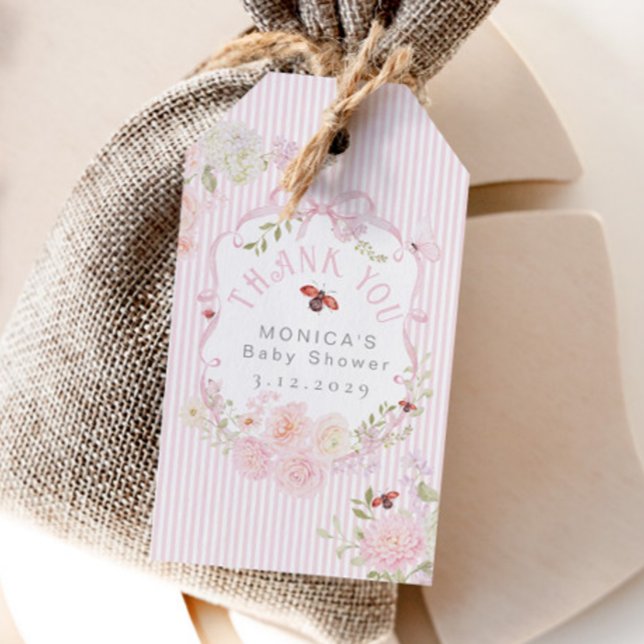 Little Love Bug Pink Bow Baby Shower Thank you Geschenkanhänger (Von Creator hochgeladen)