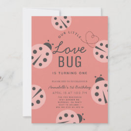 Little Love Bug Pink Ladybug 1st Birthday Einladung
