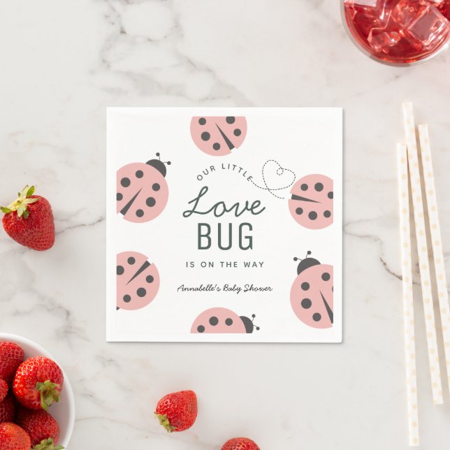 Little Love Bug Pink Ladybug Baby Shower Napkins Serviette (Beispiel)