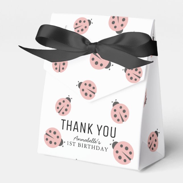 Little Love Bug Pink Ladybug Birthday Favor Box Geschenkschachtel (Vorderseite)