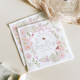 Little Love Bug Wildflower Pink Bow Baby Shower Serviette