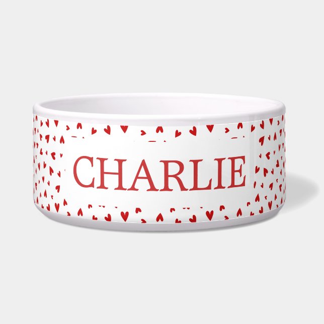 Little Love Hearts Pattern - Personalised Pet Bowl Napf (Vorderseite)