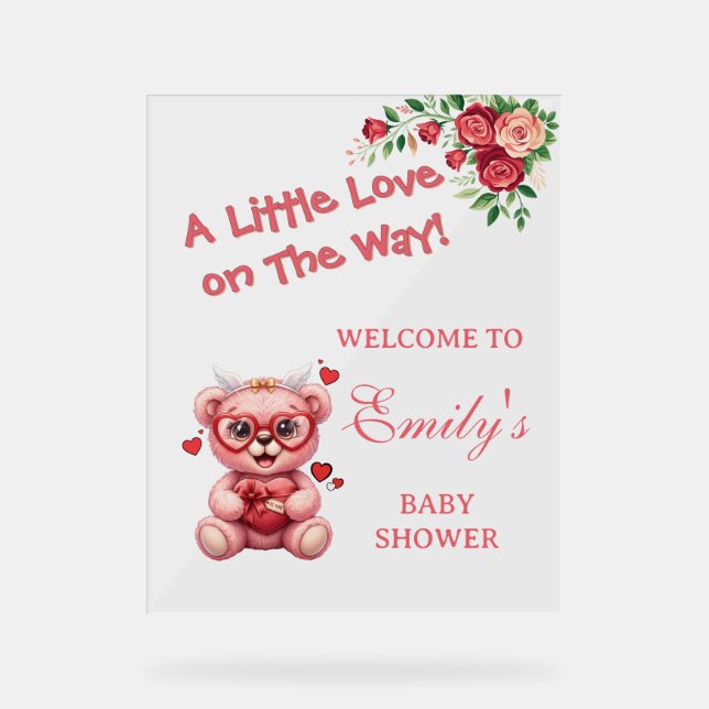 Little Love On The Way! Pink Baby Shower  Acrylschild (Vorderseite)