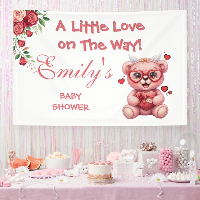 Little Love On The Way! Pink Baby Shower  Banner (Party)
