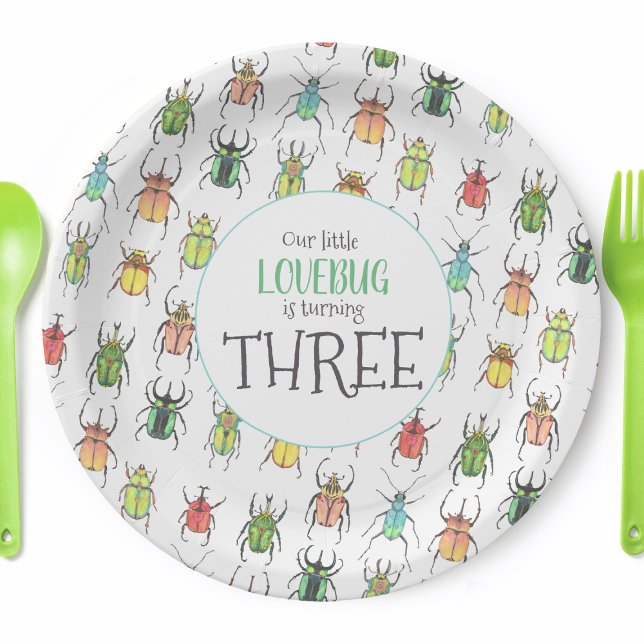 Little Lovebug Geburtstagsparty Pappteller (Personalized Love Bug Party Plates)