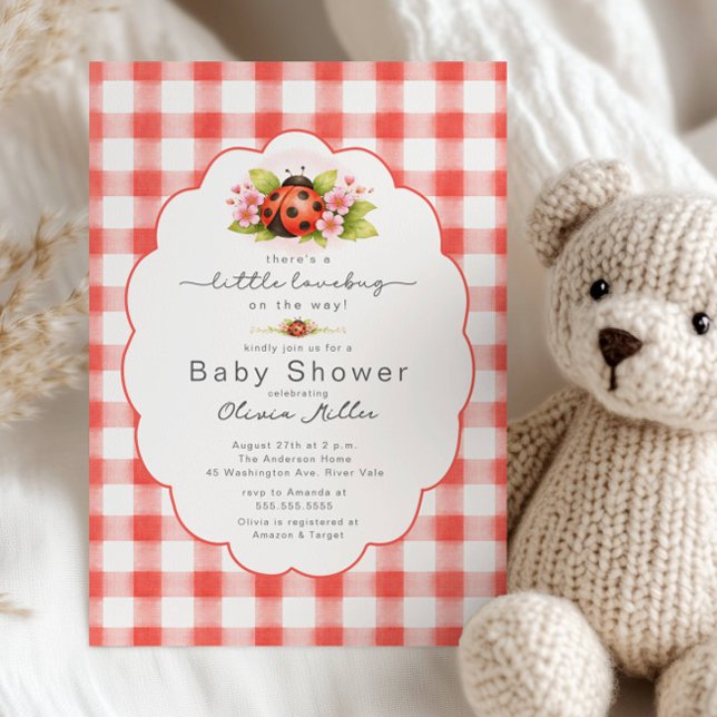 Little Lovebug Gingham Baby Shower  Einladung (Von Creator hochgeladen)