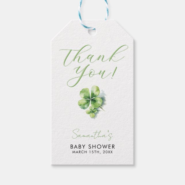 Little Lucky Charm ist auf dem Weg Baby Shower Geschenkanhänger (Vorderseite)