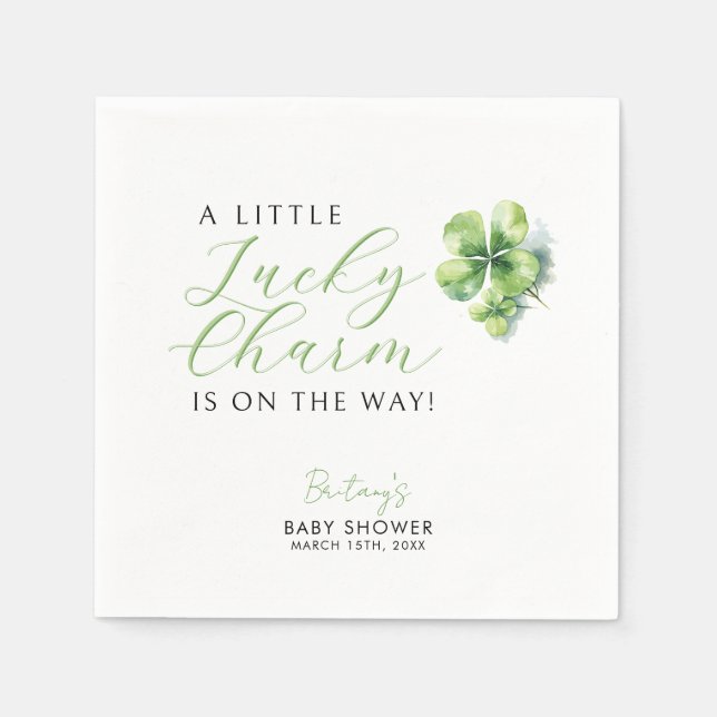 Little Lucky Charm ist auf dem Weg Baby Shower Serviette (Vorderseite)