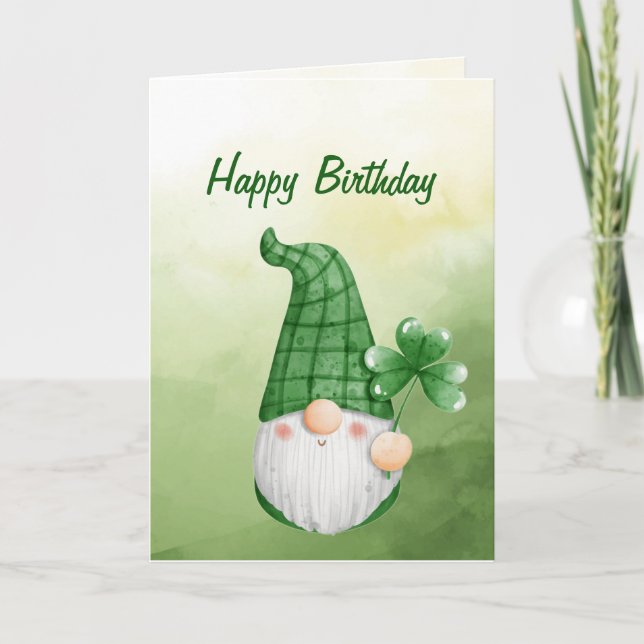 Little Lucky Gnome Birthday wünscht Karte (Vorderseite)