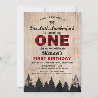 Little Lumberjack 1. Geburtstag Party Einladung