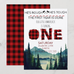 Little Lumberjack Birthday Invite - Buffalo Karier Einladung