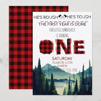 Little Lumberjack Birthday Invite - Buffalo Karier Einladung