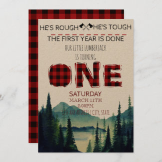 Little Lumberjack Birthday Invite - Buffalo Karier Einladung