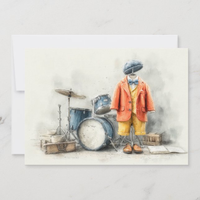 Little Maestro 1. Geburtstag Party Einladung (Vorderseite)