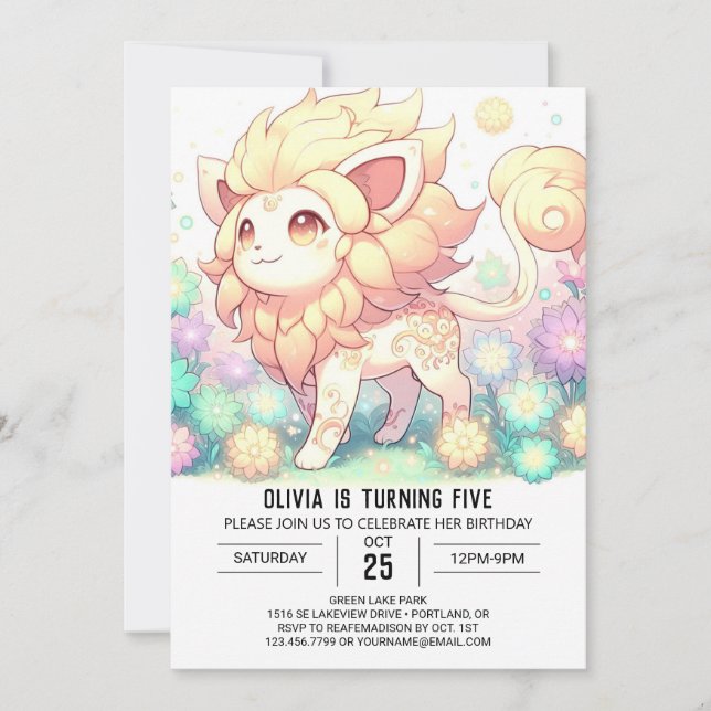 Little Magical Lion Digital Geburtstag Einladung (Vorderseite)