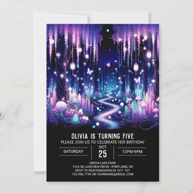 Little Majestic Woodland Digital Geburtstag Einladung (Vorderseite)