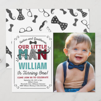 Little Man 1. Geburtstag Einladung Mustache Party