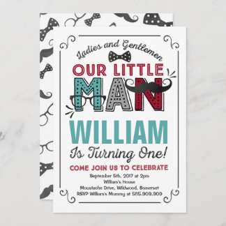 Little Man 1. Geburtstag Einladung Mustache Party