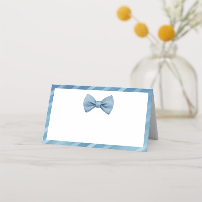 Little Man Baby Dusche Platzkarten - Blue Bow Kraw (Vorderseite)