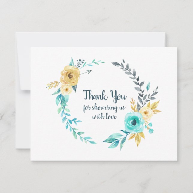 Little Man Baby Duschkabine Aquamarin Blue Vielen  Dankeskarte (Vorderseite)