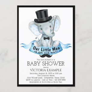 Little Man Baby Shower Einladung Dapper Elephant