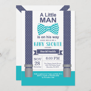 Little Man Baby Shower Einladung Navy Aquamarin Aq