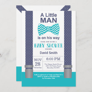 Little Man Baby Shower Einladung Navy Aquamarin Aq