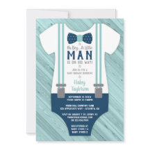 Little Man Baby Shower Einladung, Navy Blue, Aqua