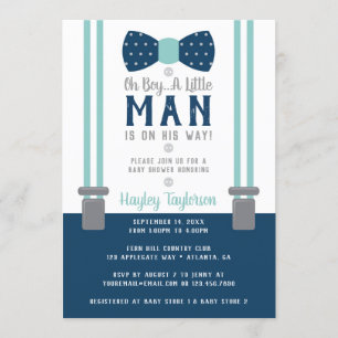 Little Man Baby Shower Einladung, Navy Blue, Aqua Einladung