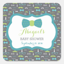 Little Man Baby Shower Sticker, Aquamarin, grün, g Quadratischer Aufkleber