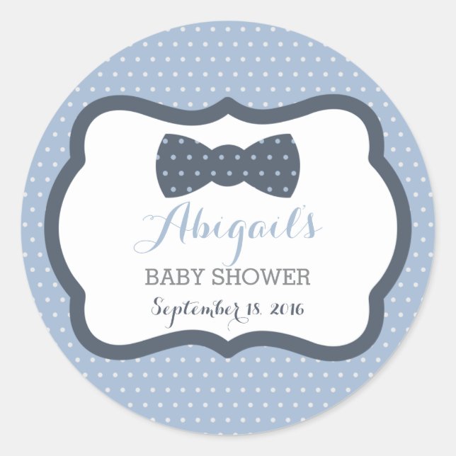 Little Man Baby Shower Sticker, Navy Blue, Grau Runder Aufkleber (Vorderseite)