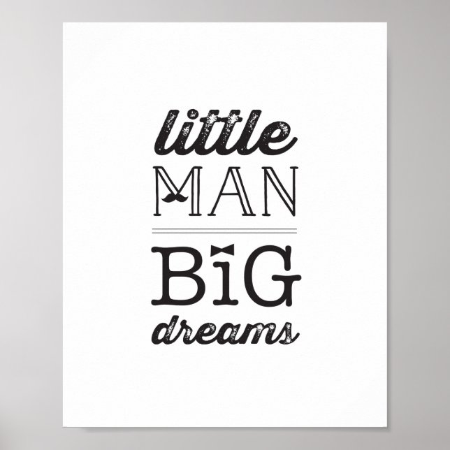 Little Man Big Dreams Classic Boy Baby Kinderzimme Poster (Vorne)