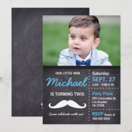 Little Man Birthday Foto Mustache Einladung