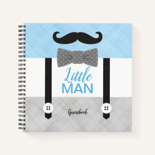 Little Man Blue Grey Baby Dusche Gästebuch Notizbuch