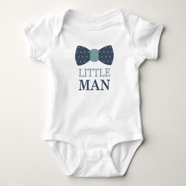 Little Man Bow Krawatte Baby Bodysuit in Navy und  Baby Strampler (Vorderseite)