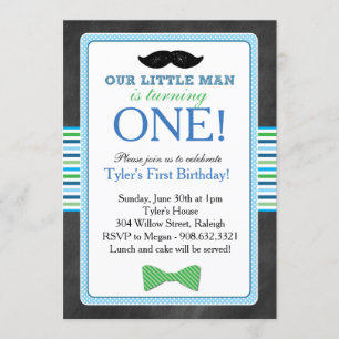 Little Man Bow Krawatte und Mustache Geburtstag (b Einladung