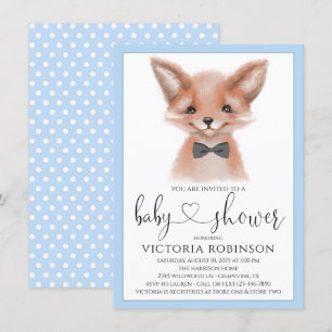 Little Man Boy Woodland Fox Babydusche Einladung