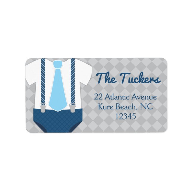 Little Man Diaper Raffle Baby Dusche Adresse Adressaufkleber (Vorne)