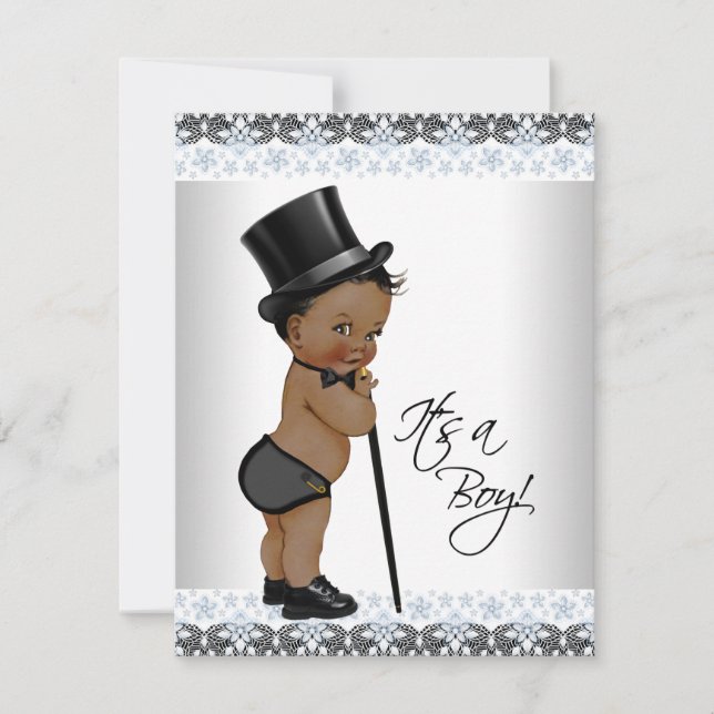 Little Man Ethnic Boy Baby Dusche Einladung (Vorderseite)