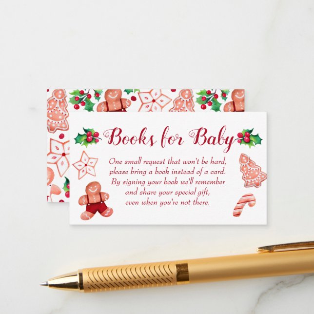 Little Man Gingerbread Baby Shower Books for Baby Begleitkarte (Vorderseite/Rückseite Beispiel)